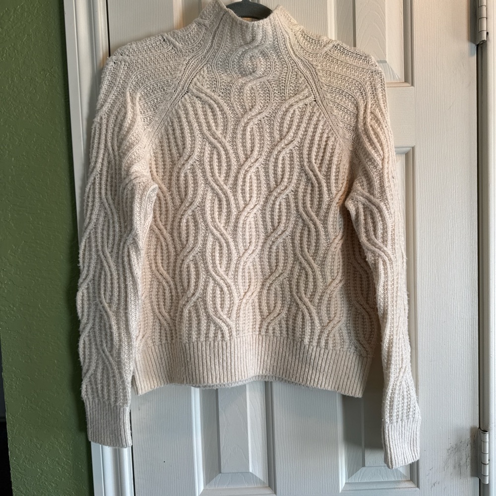 Vince Cream Cable Knit Turtleneck Sweater